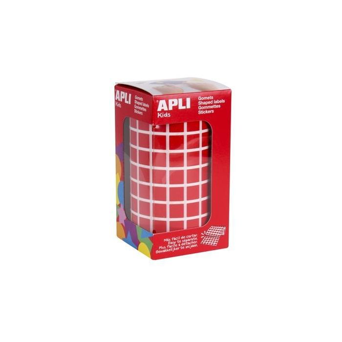 Apli Gomets Cuadrados 10 mm Rollo Rojo -Rollo 6372 Unidades-