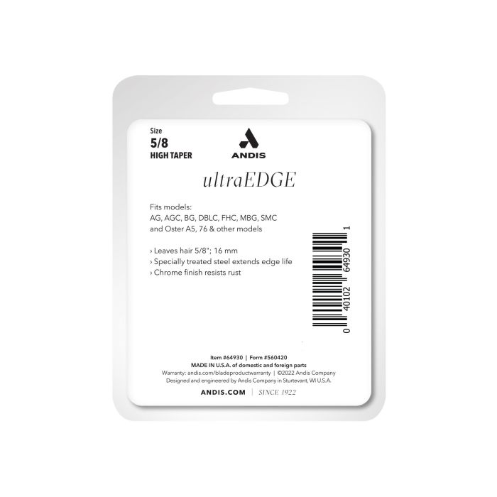 Andis S-5-8HT Cuchilla Acero para Corte de 16 mm de Larga Duración y Acabado Cromado 2