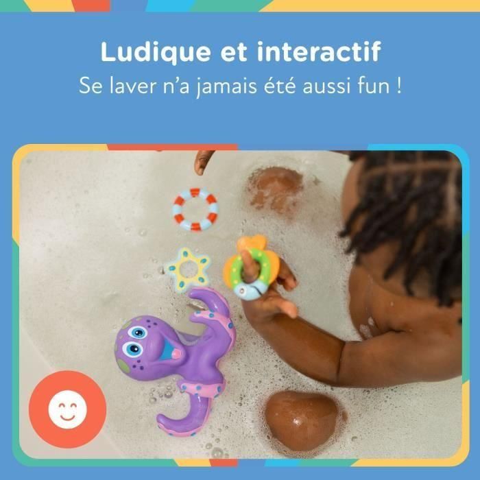 Juguete de baño - NUBY - Pulpo interactivo flotante - Anillos de baño - Morado 5