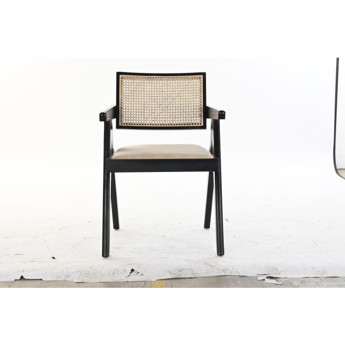 DKD Home Decor Silla Horeca Negro Natural 54 x 82 x 55 cm Olmo y Ratán (2 Unidades) 4