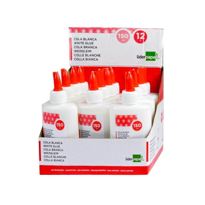 Liderpapel Pegamento Cola Blanca Lavable Bote 150 ml para Manualidades, Bricolaje, Hogar y Oficina, Adhesivo Rápido sin Disolventes 5