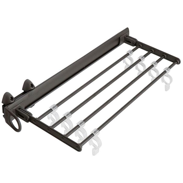 Servetto Portafalda, Portapantalones y Portacorbatas Extraíble y Abatible con 8 Pinzas, Sujeción Lateral, Extracción Parcial, Color Marrón