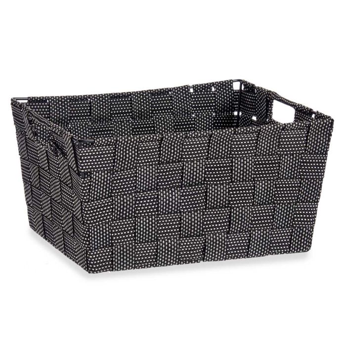 Kipit Cesta de Tela Cónica Rectangular con Asas Mediana Negro 30x14x20 cm (Set de 18) 1