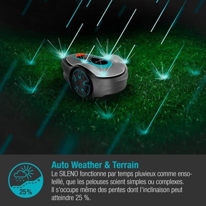 Gardena Robot cortacésped SILENO minimo 250m² compacto y ágil, con Bluetooth, corta bajo lluvia y fácil limpieza 5