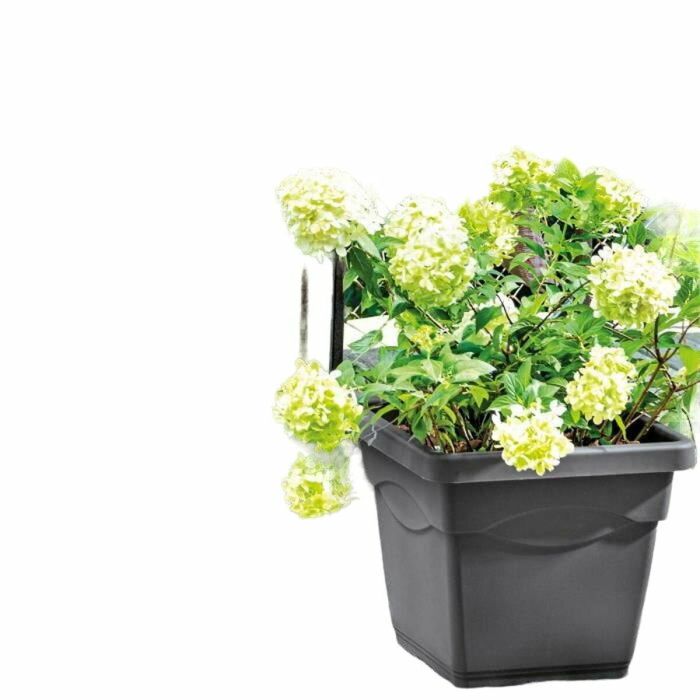 Deroma Maceta Cuadrada Day R Antracita 38 cm x 33.5 cm, 27.4 L, Uso Exterior, 100% Reciclada, Resistente a Heladas y UV