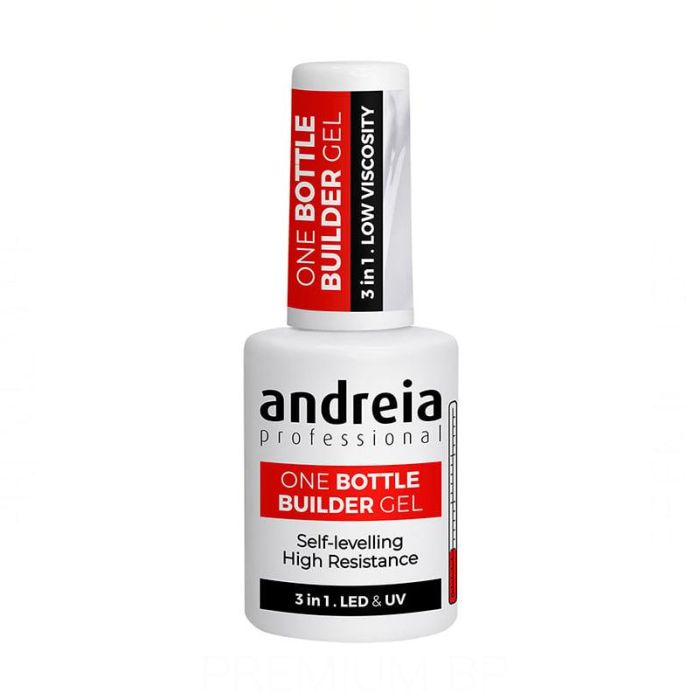 Andreia One Bottle Builder Gel Clear Transparente 3 en 1, Autonivelante, Sin Calentamiento, UV/LED
