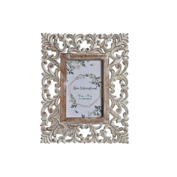 Marco Foto 10X15 Indio DKD Home Decor Blanco Natural 2 x 26 x 21 cm (2 Unidades) 2