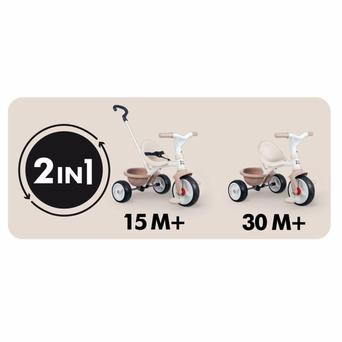 Smoby Triciclo Be Move Beige, recomendado para niños a partir de 3 años, fabricado en plástico y metal. 5 Smoby Triciclo Be Move Beige, recomendado para niños a partir de 3 años, fabricado en plástico y metal. 5