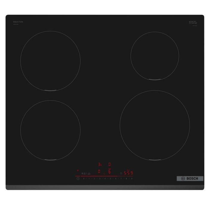 Bosch PIE631HB1E Placa de Inducción Serie 6, 4 Quemadores, Negro, 60 cm (Al 5,1 x An 59,2 x Pr 52,2 cm)