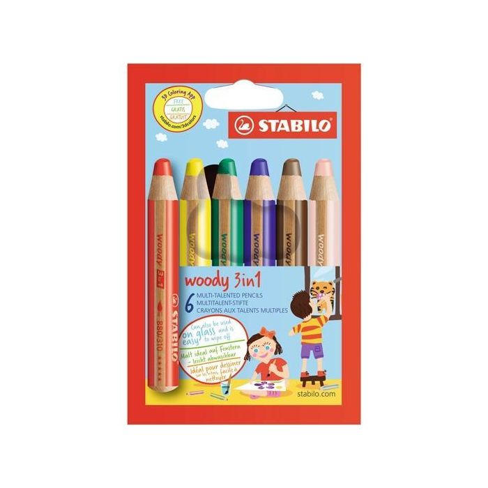 Stabilo Lápices De Colores Woody 3 En 1 C-Surtidos Estuche 6 Ud Stabilo Lápices De Colores Woody 3 En 1 C-Surtidos Estuche 6 Ud