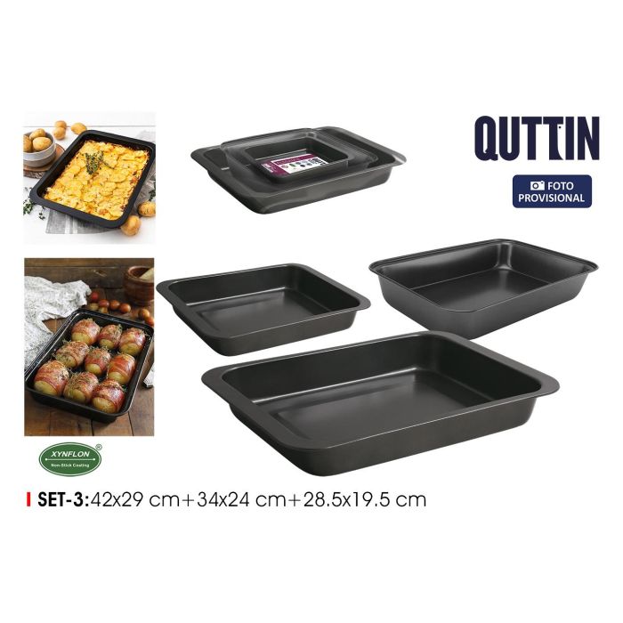 Set de 3 bandejas rectangulares Inde 28.5x19.5 cm, 34x24 cm, 42x29 cm Quttin (6 Cajas) Set de 3 bandejas rectangulares Inde 28.5x19.5 cm, 34x24 cm, 42x29 cm Quttin (6 Cajas)