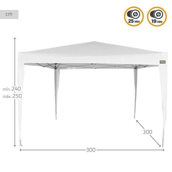 Cenador Aktive 300 x 250 x 300 cm Acero Blanco Plástico 2 Cenador Aktive 300 x 250 x 300 cm Acero Blanco Plástico 2