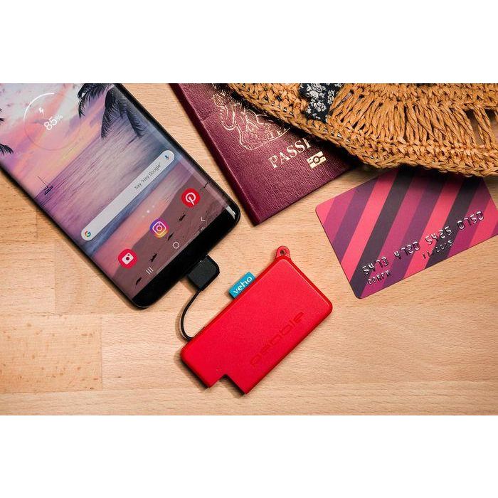 Veho Power Bank Pebble Pokket 1000mAh, Batería Externa Micro Llavero Ultra Fina de Emergencia para Bolsillo - Roja 7