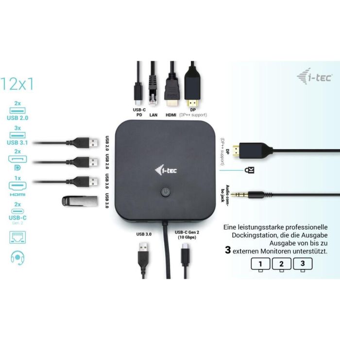 Hub USB i-Tec C31TRIPLE4KDOCKPDPRO Negro 6