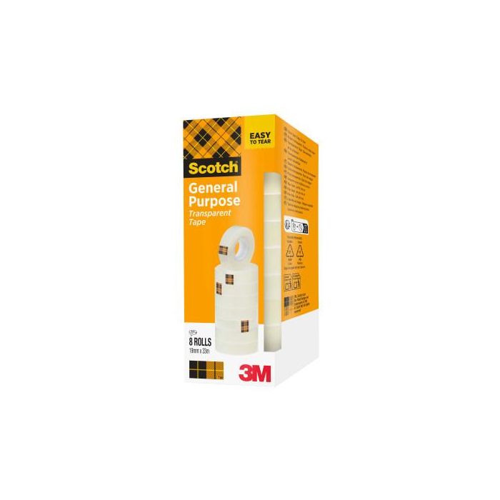 Scotch 508 Cinta Transparente 19mm x 33m - Pack 8 Rollos