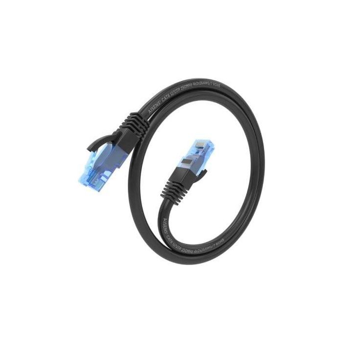 AISENS - CABLE DE RED LATIGUILLO RJ45 CAT.6 UTP AWG26 CCA, NEGRO, 7.5M 1