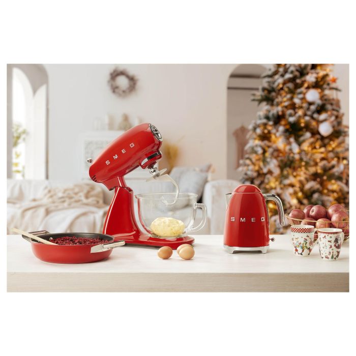 Smeg KLF03RDEU - Hervidor de Agua de 1.7 Litros, 2400W, Acero Inoxidable Rojo, con Filtro Antical, Apagado Automático y Base Giratoria 360 Grados