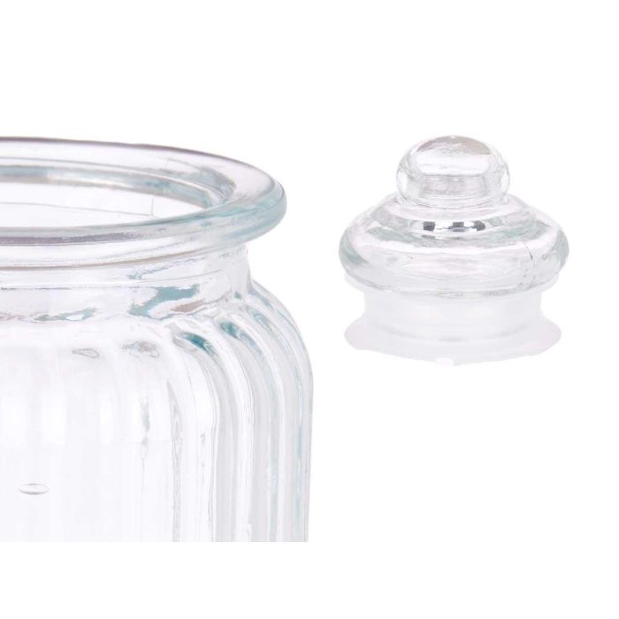 Set 4 Tarro Tapa Vidrio Rayado 300Ml Vivalto 38x13x8cm (12 Unidades) 3