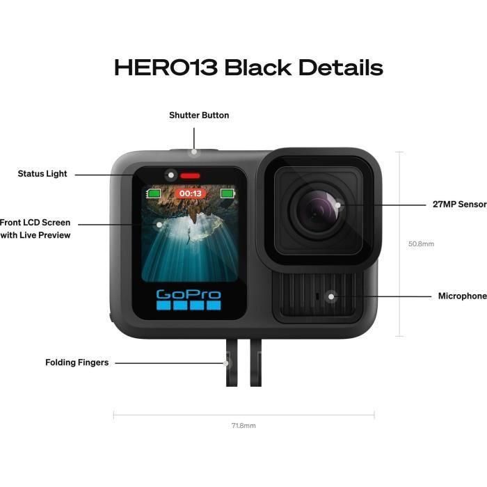 GoPro HERO 13 Black Creator Edition: cámara deportiva resistente al agua, definición 5K (UHD) 3