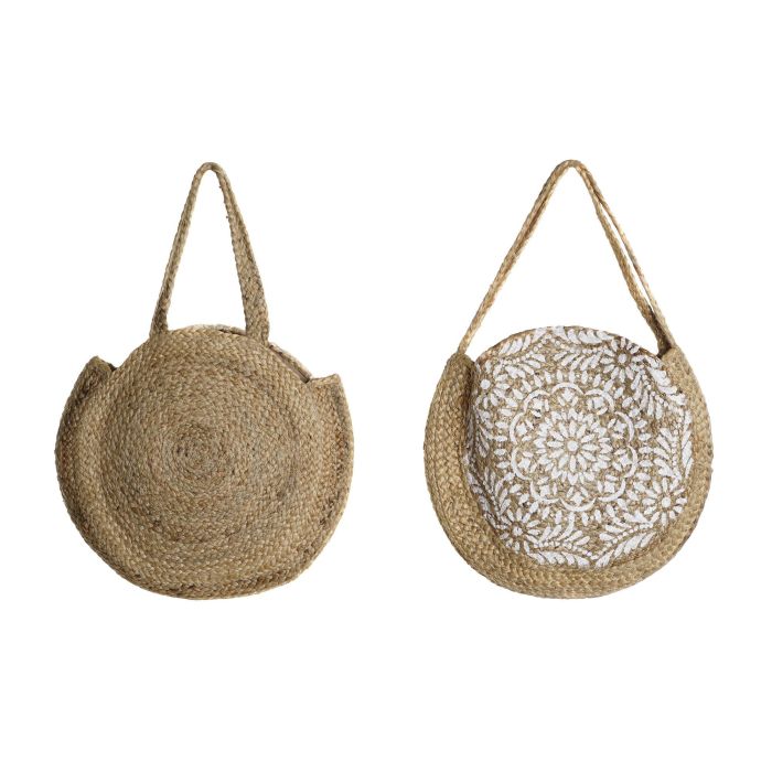 DKD Home Decor Bolso Mediterraneo Natural Negro 12 x 36 x 36 cm (2 Unidades) 5