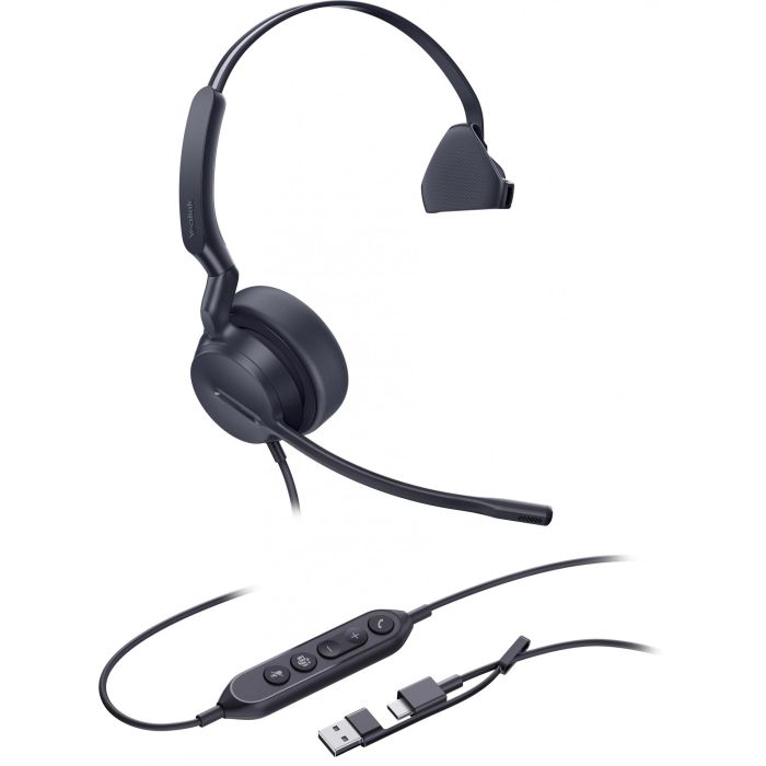 Yealink UH44 Auriculares Mono USB-C/A para Microsoft Teams con Cancelación de Ruido, Diadema, Oficina/Call Center 1