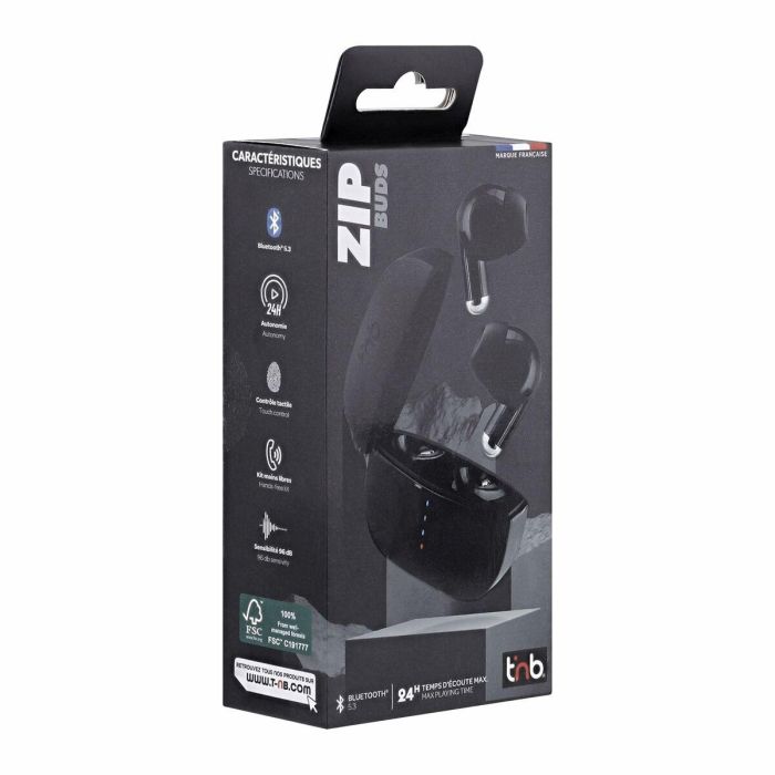 Auriculares Inalámbricos con Estuche de Carga T'NB ZIP 2 Negro 1 Auriculares Inalámbricos con Estuche de Carga T'NB ZIP 2 Negro 1