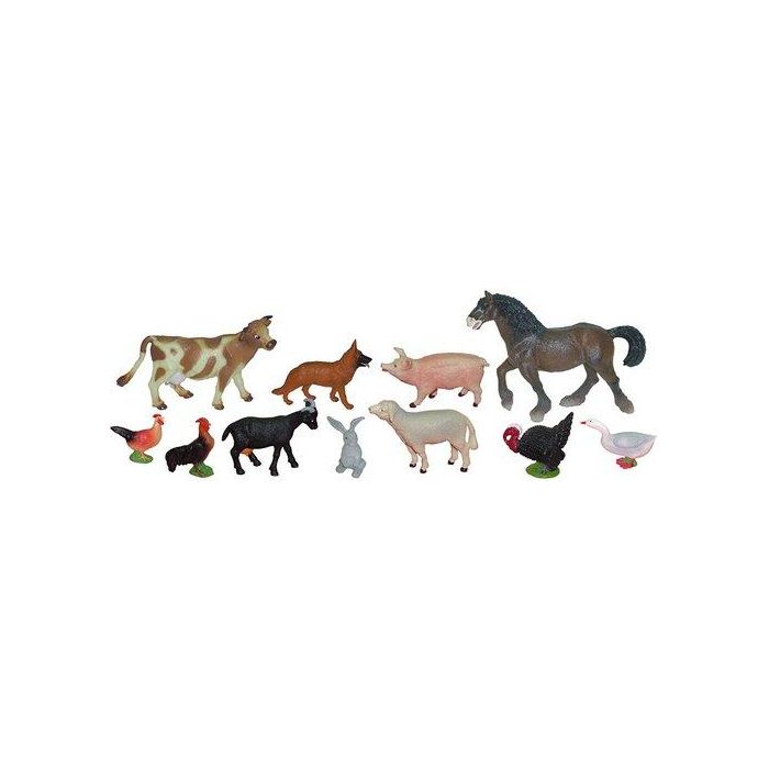 Miniland Juego de 11 Figuras de Animales de la Granja (Caballo, Vaca, Cerdo, Gallina, Oveja y más) con Guía Didáctica