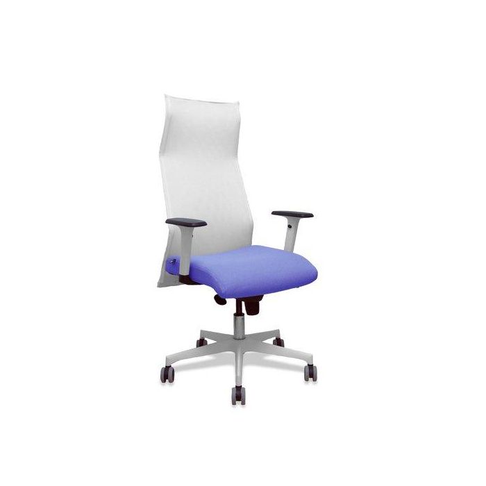 Sillon Piqueras Y Crespo Sahuco Direccion Uso Intensivo (8H) Brazos Blancos Regulables Mecanismo Sincro Respaldo Malla Blanca Transpirable Y Asiento Tapizado Bali Azul Claro