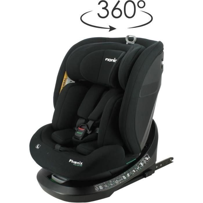 Silla de coche Isofix - NANIA - PHoeNIX - Grupo 0/1/2/3 - I-Size - Giratoria - Reclinable - Reductora - Negra 1