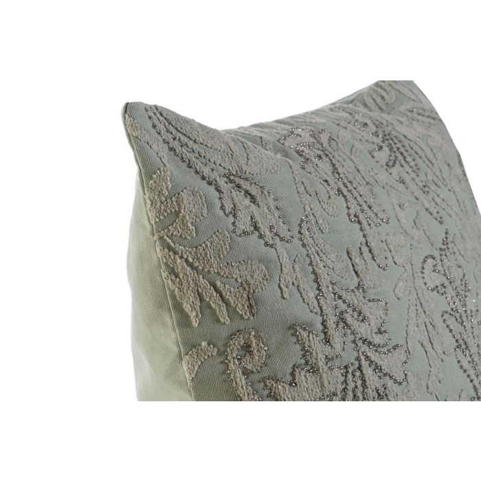 DKD Home Decor Funda Cojin Verde 50x50 cm Algodon Poliester Floral Cierre Cremallera Oculta 5