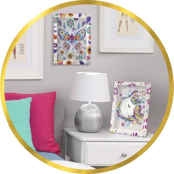 Lansay LAN3181860203255 Kit de Manualidades: Ilustración Decorativa con Lentejuelas de Mariposas 4