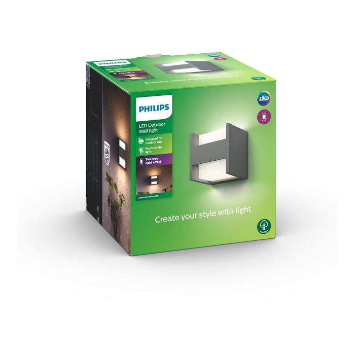 Philips Aplique led modelo arbour 2x4,5W 800lm 4000K, aluminio antracita 4 Philips Aplique led modelo arbour 2x4,5W 800lm 4000K, aluminio antracita 4