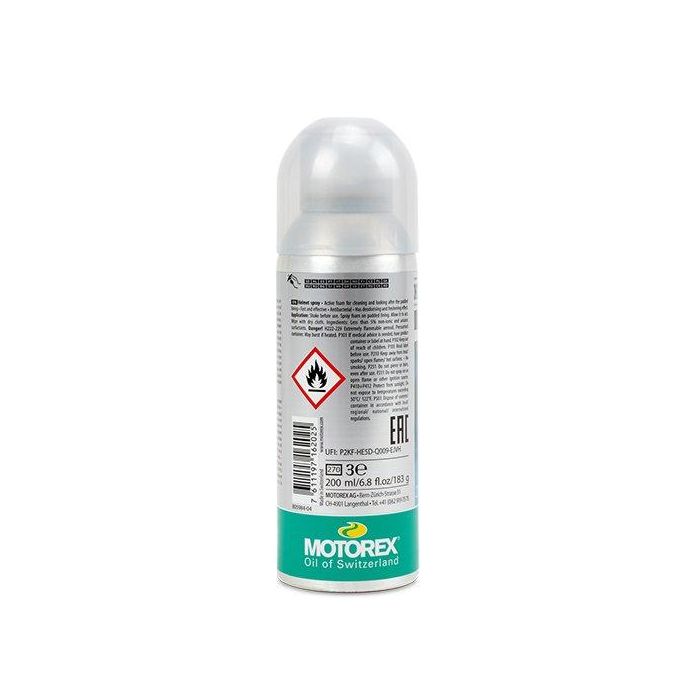Motorex MTX303204 Limpia Cascos Espuma Limpiadora Desodorizante para Acolchado y Carcasa Interior Exterior 200 mL 1 Motorex MTX303204 Limpia Cascos Espuma Limpiadora Desodorizante para Acolchado y Carcasa Interior Exterior 200 mL 1