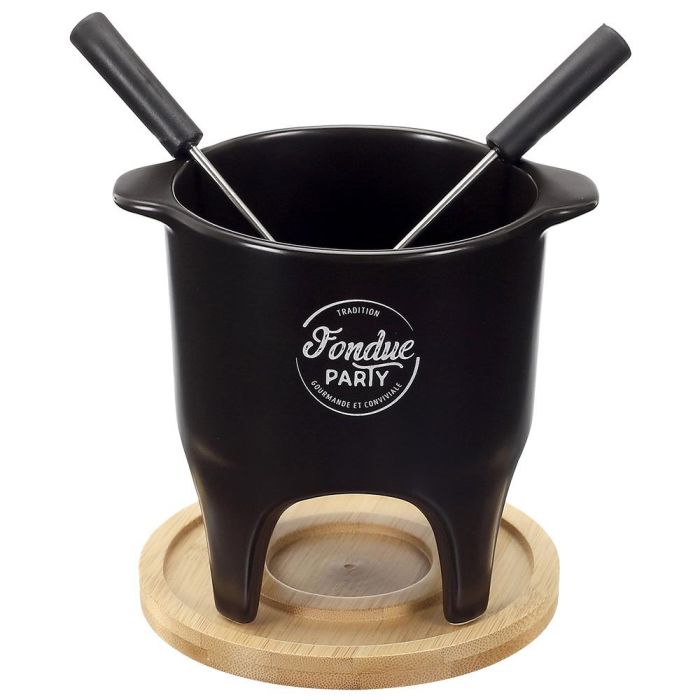 Cook Concept Fondue Bistrot para 1 o 2 Personas con 4 Pinchos Inox y Base Bambú 2