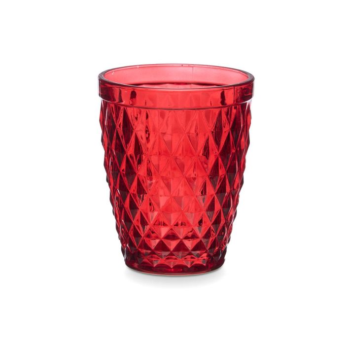 Vivalto Vaso Diamante Rojo 250 ml Vidrio 8x8x10cm (Set de 24) 1