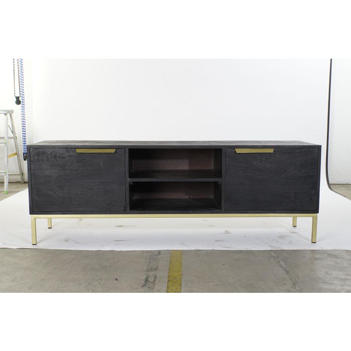 DKD Home Decor Mueble TV Moderno Negro Dorado 38 x 51 x 147 cm 6