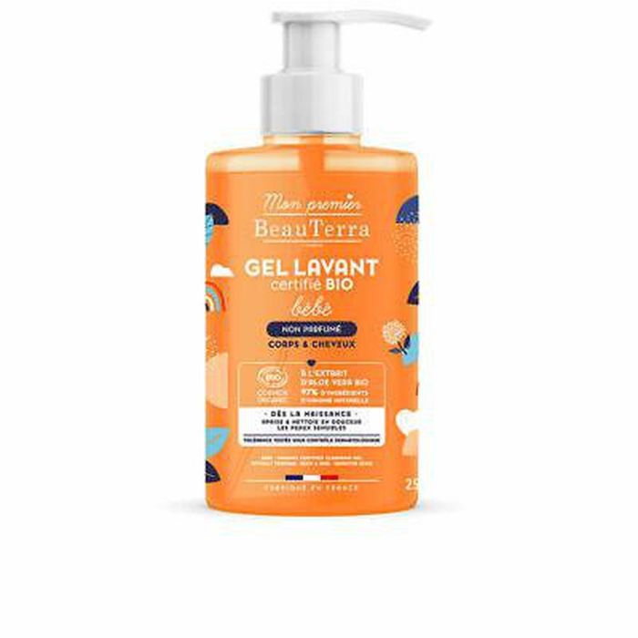 Beauterra BIO BEBÉ Gel de Ducha Sin Perfume con Aloe Vera para Pieles Sensibles y Bebés 750 ml Orgánico Cruelty Free