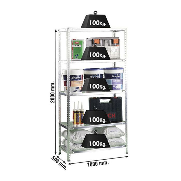 Estantería Simon Rack Comfort Plus 5/500 200 x 100 x 50 cm Natural Metal 5 Estantes 100 kg 1 Estantería Simon Rack Comfort Plus 5/500 200 x 100 x 50 cm Natural Metal 5 Estantes 100 kg 1