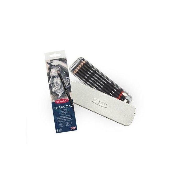 Derwent Lápices Carboncillo Surtidos Charcoal - Caja de 6 Unidades