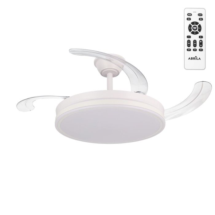 Ventilador de Techo 59W 6980lm Blanco, 4 Aspas Desplegables Ø107cm, Luz 3 Colores, Control Remoto y Regulación Intensidad 0 Ventilador de Techo 59W 6980lm Blanco, 4 Aspas Desplegables Ø107cm, Luz 3 Colores, Control Remoto y Regulación Intensidad 0