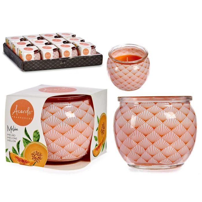 Vela Perfumada Melon en Tarro Cristal Acorde 7.5x6.3x7.5 cm (12 Unidades)