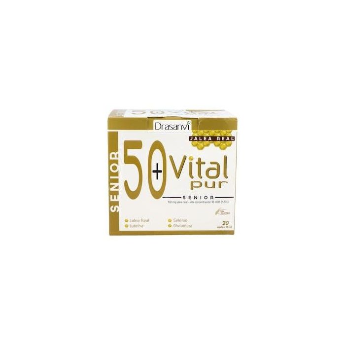 Vitalpur Senior 20 Viales con Jalea Real, Magnesio, Hierro y Luteína para Energía, Huesos y Visión, Antioxidante