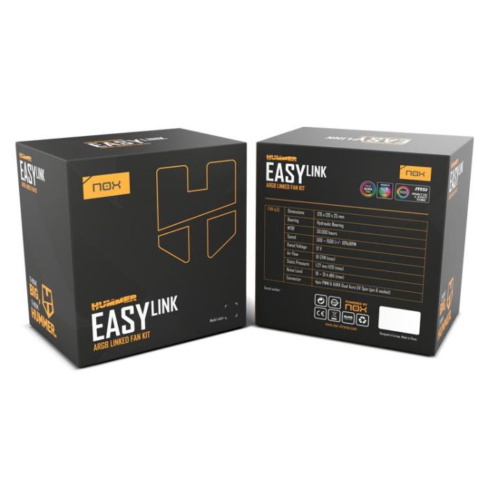 Nox NXHUMMEREASYLINKBK Pack 3 Ventiladores Hummer Easy Link ARGB PWM 120mm para PC, Conexión sin cables, Ultrasilenciosos 9
