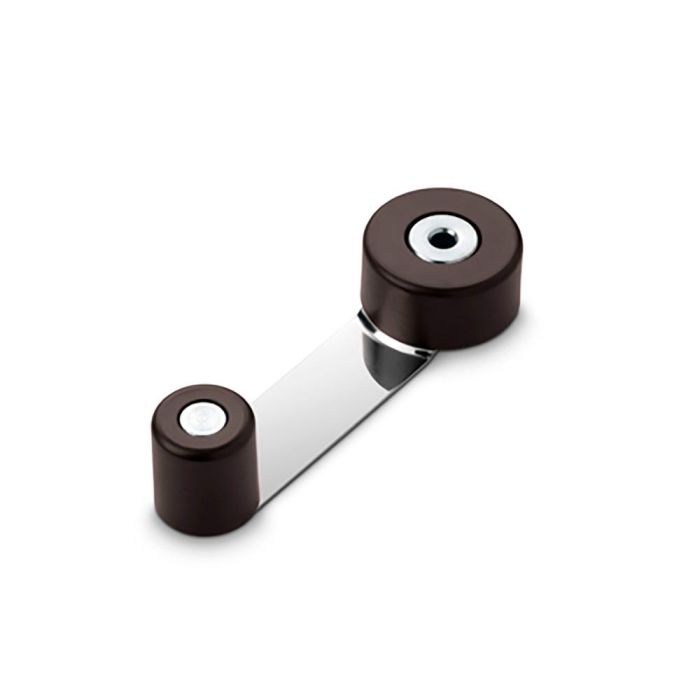 Inofix Tope de puerta con retenedor giratorio, metalico marron, caucho + inoxidable, para puertas de interior