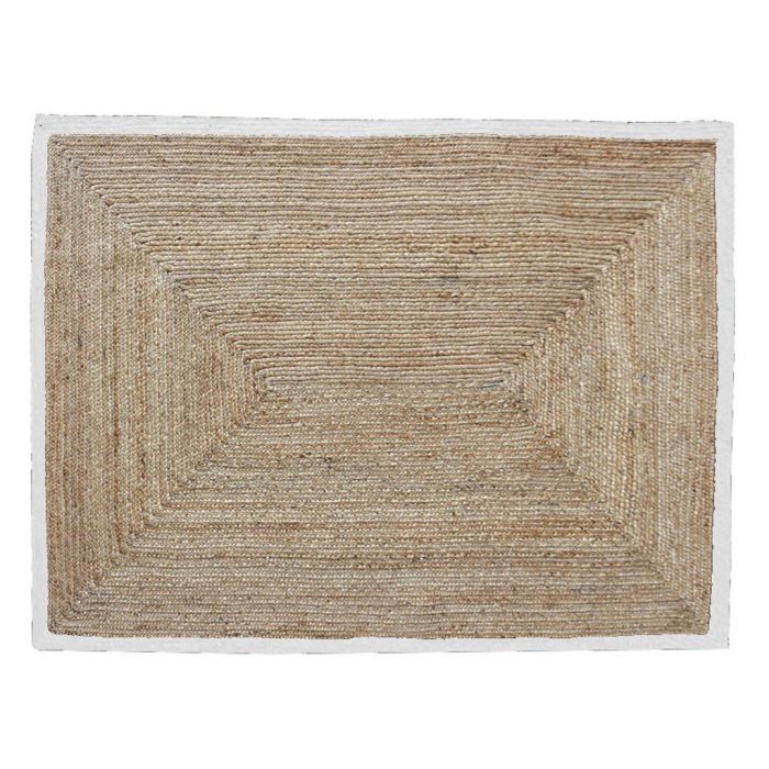 DKD Home Decor Alfombra Scandi Marrón Claro Blanco 180x120 cm Yute Algodón Poliéster Natural Decoración Hogar