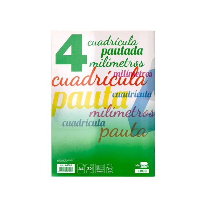 Libreta Liderpapel Pautaguia Tapa Cartoncillo 32 Hojas Din A4 70 gr Cuadriculado Pautado 4 mm 10 unidades 2