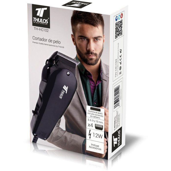 Thulos Cortapelos TH-HC102 Negro con Accesorios, Cuchillas de Acero y Peines de Corte 2