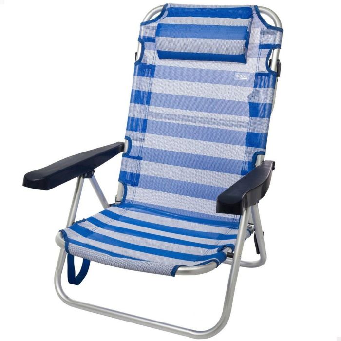 Silla de Playa Aktive Plegable Cojín Blanco Azul 48 x 84 x 46 cm (2 Unidades) 1