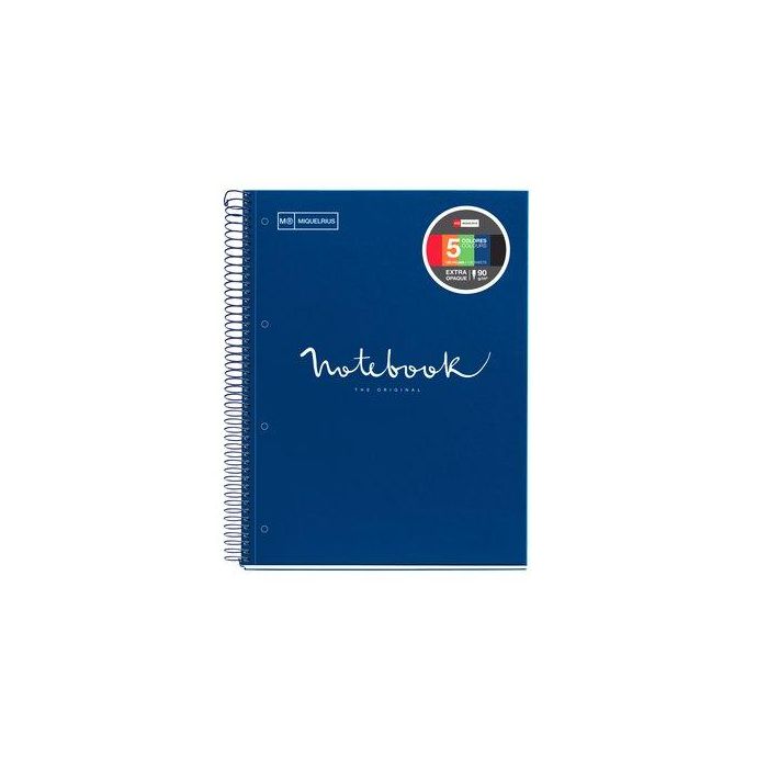 Bloc Miquelrius Emotions Notebook 5 Micro.Tapa Extra A4 120H 90G Cuadric.5X5 Marino (Set de 5)