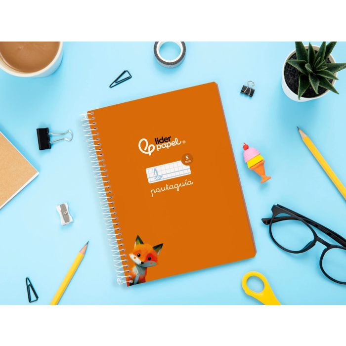 Liderpapel Cuaderno Espiral A5 Tapa Blanda 40 Hojas Cuadro Pautado 5mm Color Naranja 7